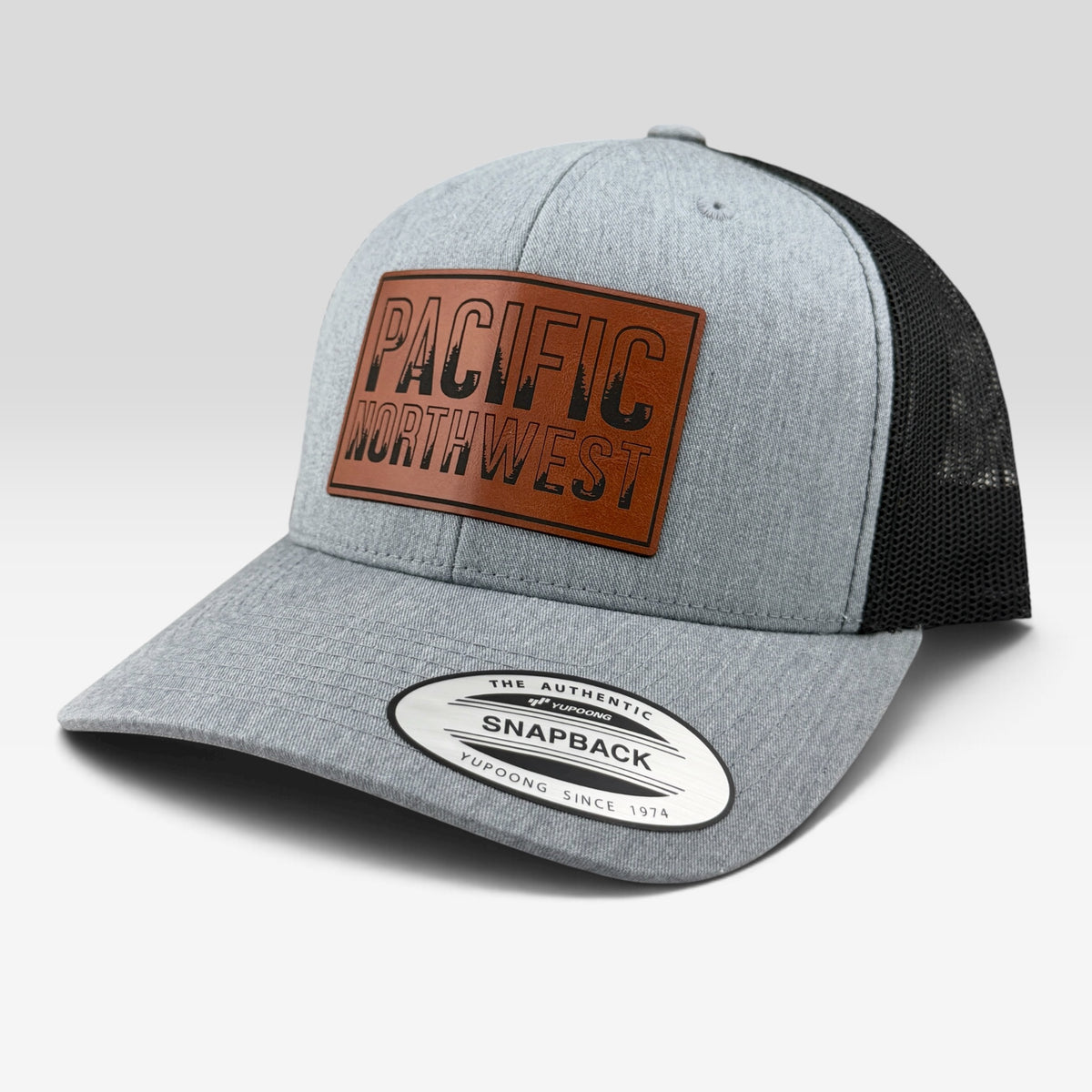 Pacific Northwest Trucker Hat, Engraved Leatherette Patch