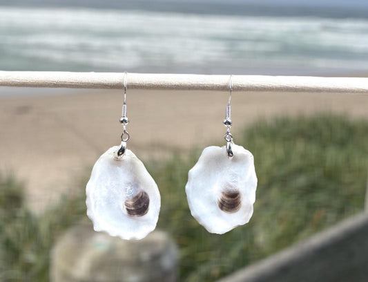 Oyster Shell Earrings | Boho Beach Jewelry | Natural Shell Dangles | Sea-Inspired Gift