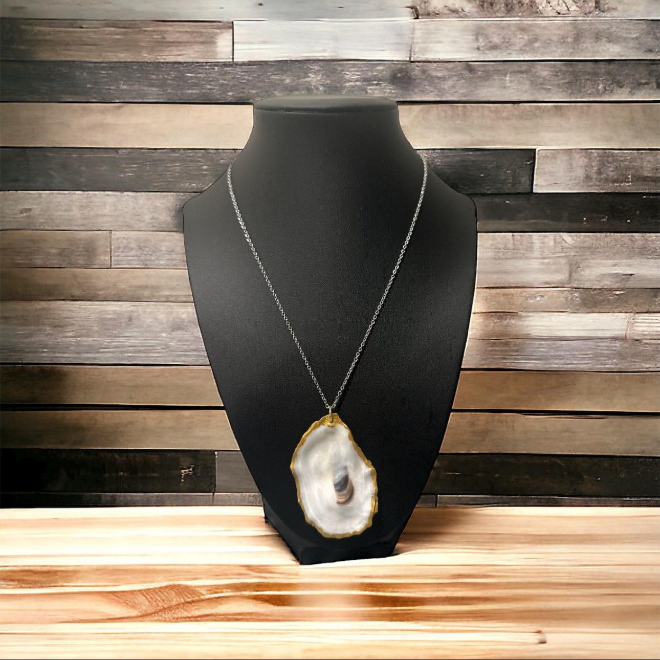 Gold & Silver Oyster Shell Necklace | Stainless Steel | Beach-Inspired Handmade Jewelry