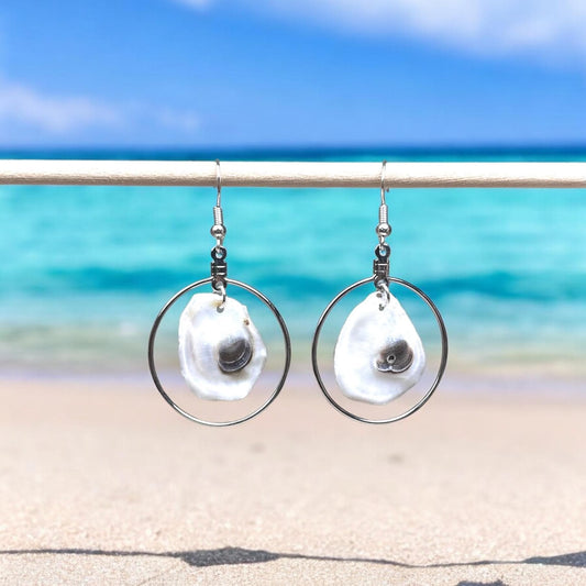 Oyster Shell Earrings | Boho Beach Jewelry | Natural Shell Dangles | Sea-Inspired Gift