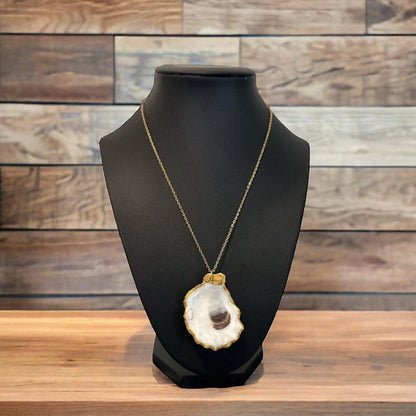 Gold & Silver Oyster Shell Necklace | Stainless Steel | Beach-Inspired Handmade Jewelry