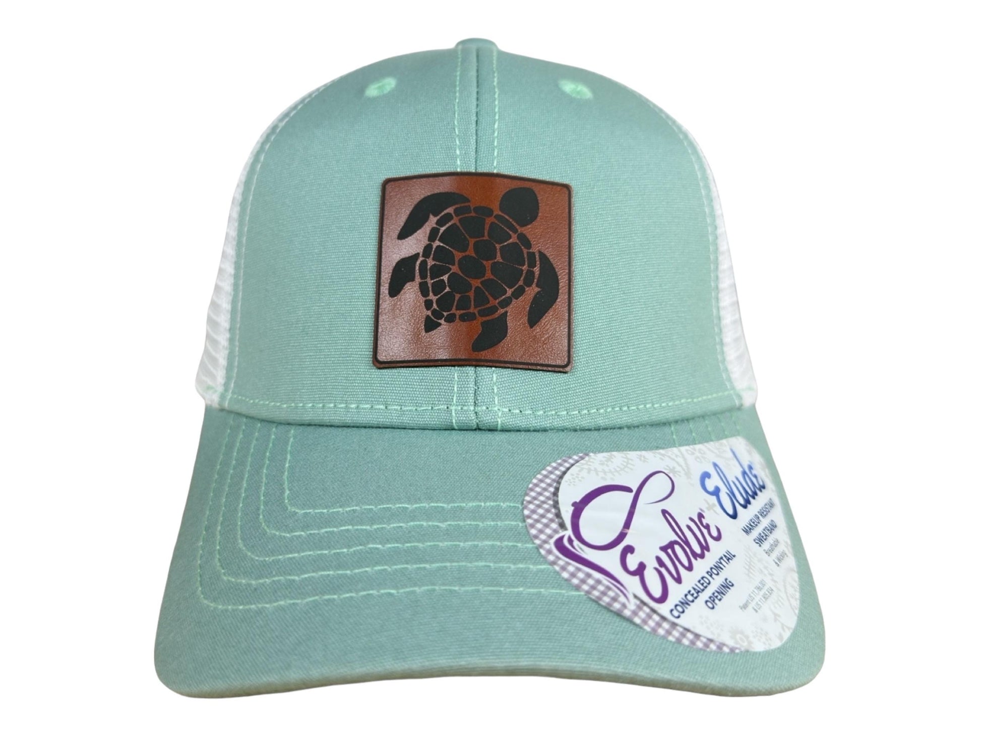 Sea Turtle Hat | Engraved Leatherette Trucker | Women's Beach Style Snapback