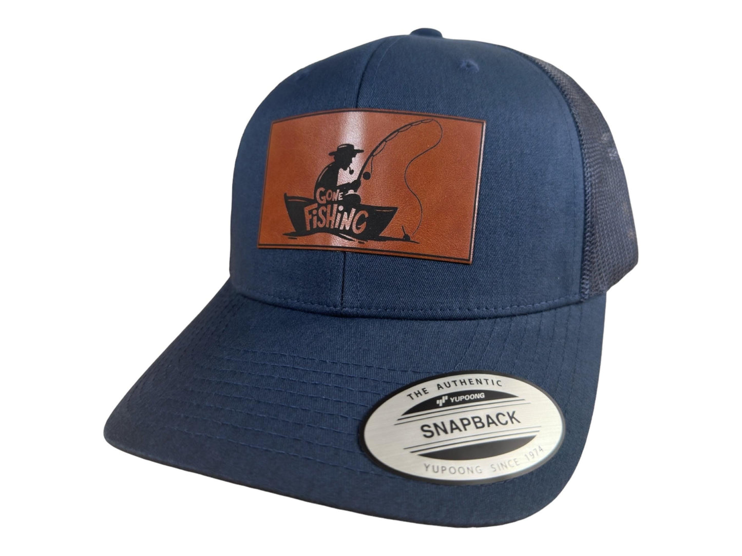 Gone Fishing Hat | Engraved Leatherette | Men's Outdoor Snapback