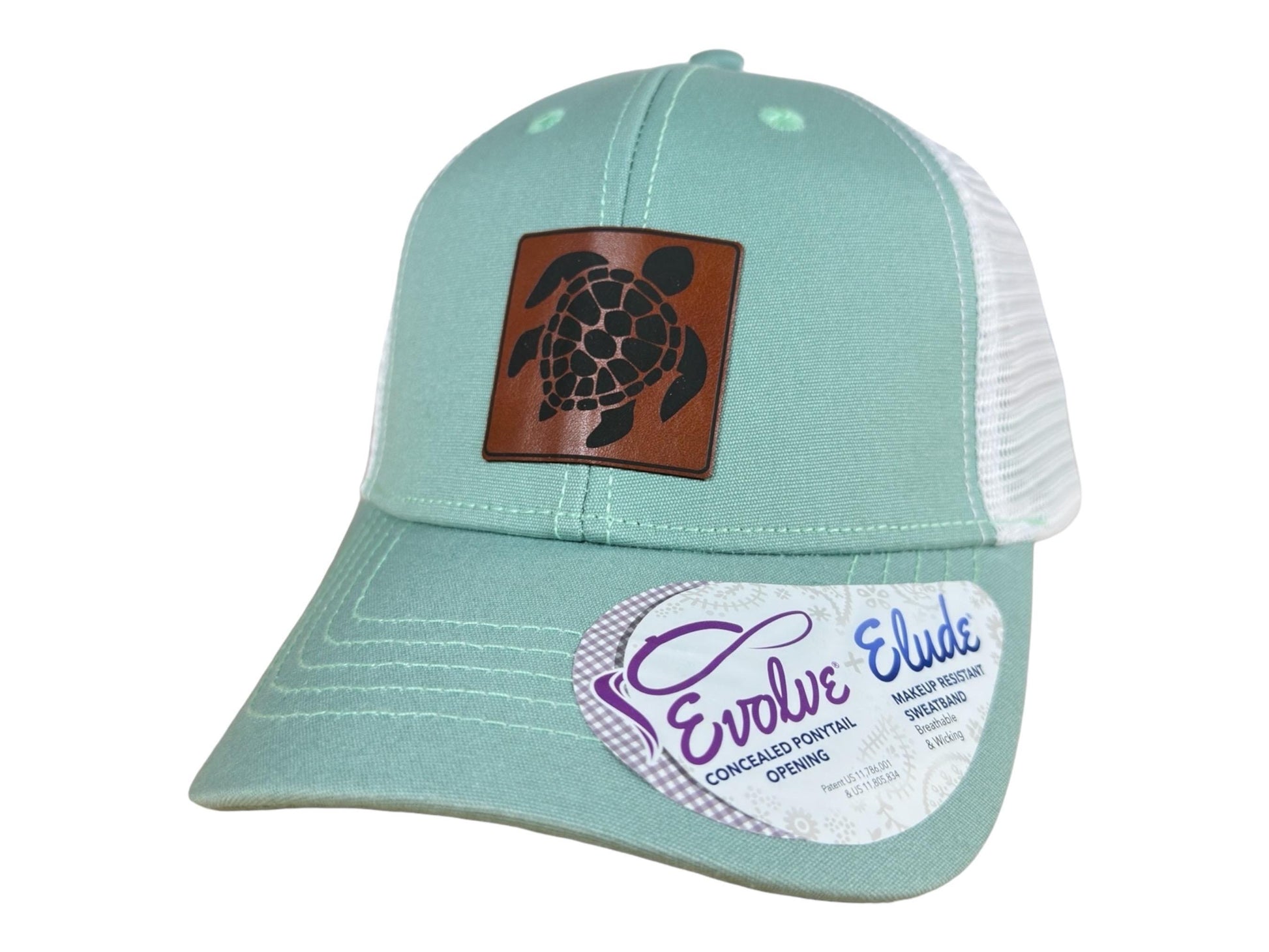 Sea Turtle Hat | Engraved Leatherette Trucker | Women's Beach Style Snapback