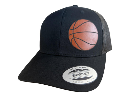 Basketball Enthusiast Hat | Engraved Leatherette | Men's Outdoor Snapback